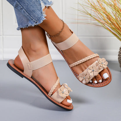 Elke | Flat Comfort Sandals with Floral Strap and Summer Look