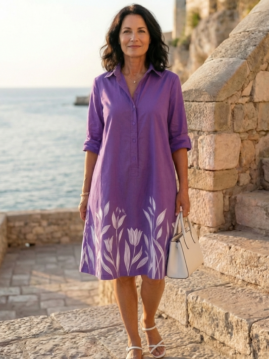 Galatea | Evening Garden Walk Print Shirt Dress