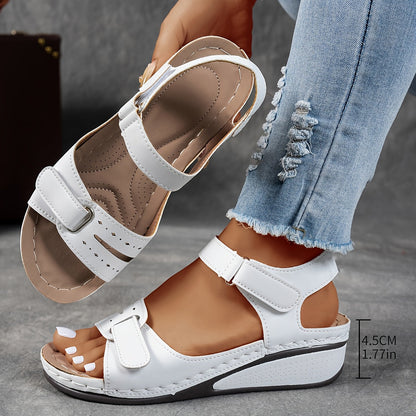 Corina | Fashionable Wedge Sandals in Faux Leather with Support