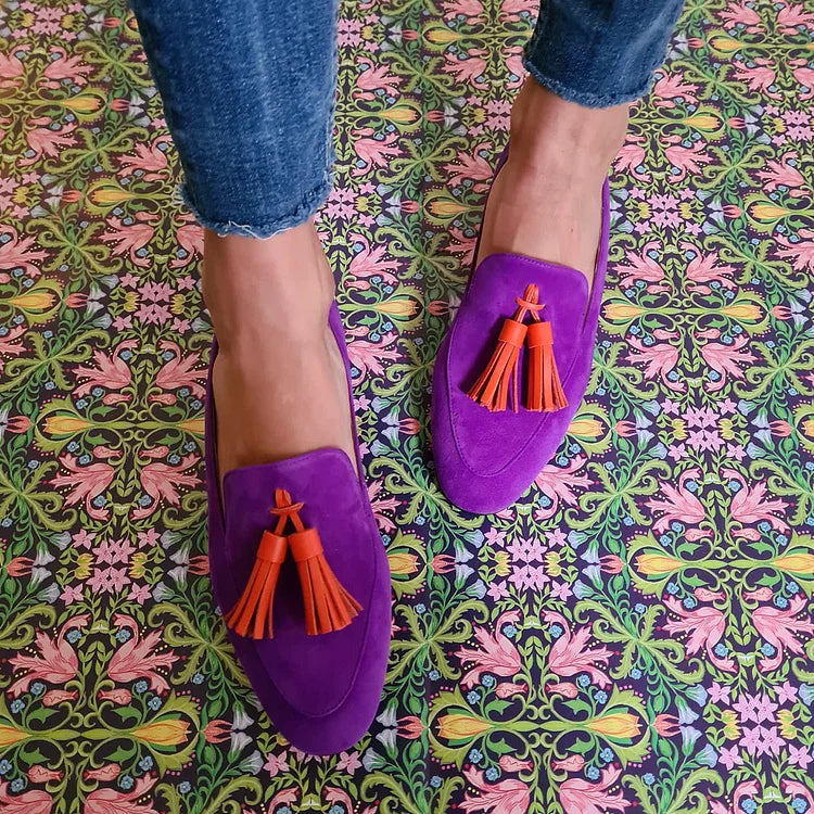 Tui Women's Purple Suede Tassel Loafers