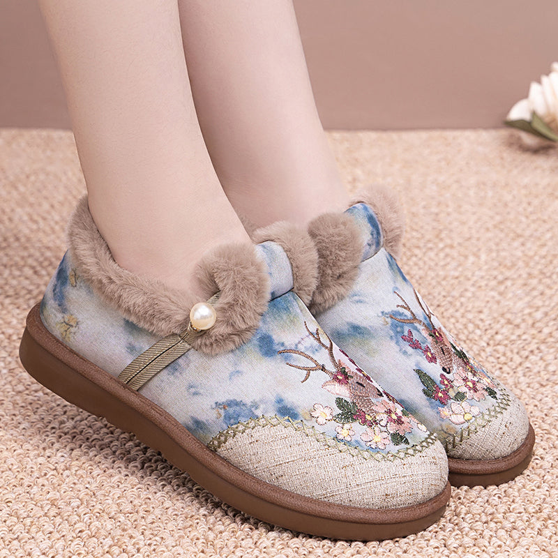 Rimza | Warm Embroidered Slippers for Women