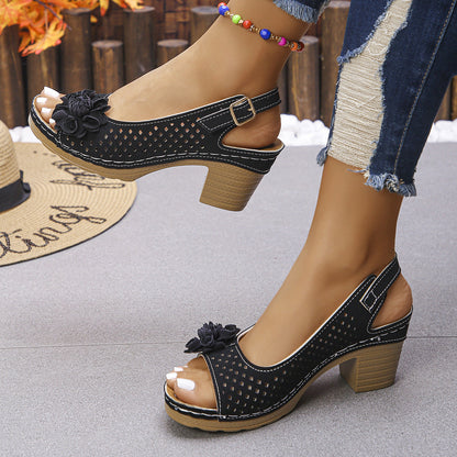 Melanie | Chic Floral Wedge Sandals