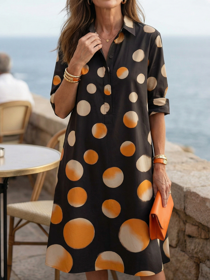 Vera | Sunset Dot Print Shirt Dress