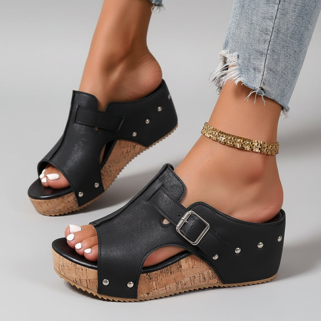 Paula | Soft Wedge Sandals with Adjustable Buckle