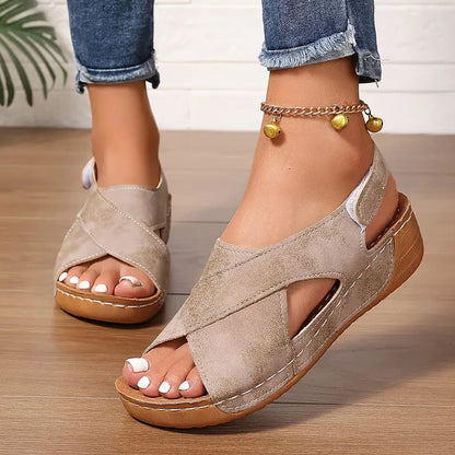 Elle | Vintage Wedge Sandals with Soft Comfort