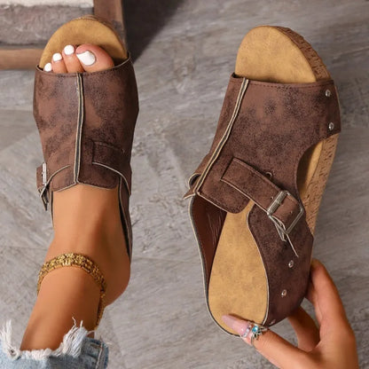 Paula | Soft Wedge Sandals with Adjustable Buckle