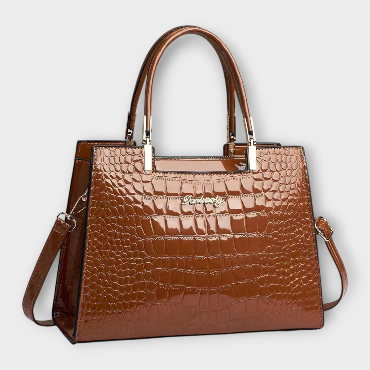 Frances | Glossy Crocodile-Look Handbag