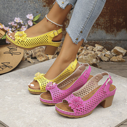 Melanie | Chic Floral Wedge Sandals