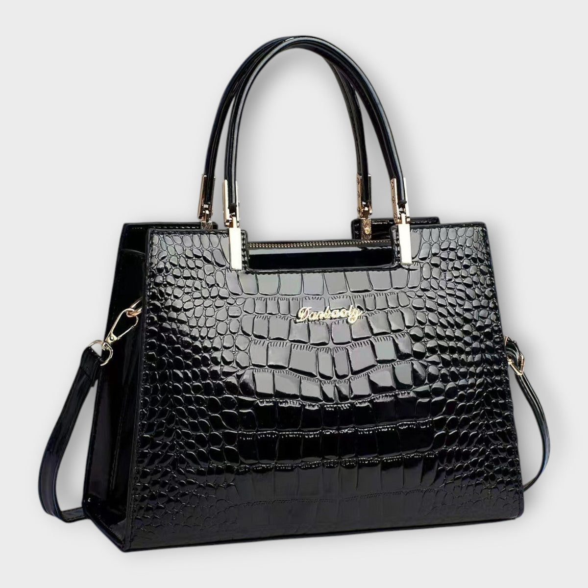 Frances | Glossy Crocodile-Look Handbag