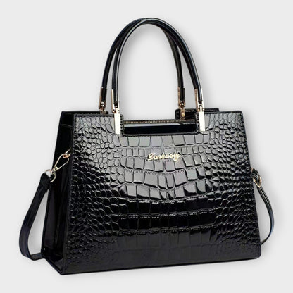 Frances | Glossy Crocodile-Look Handbag