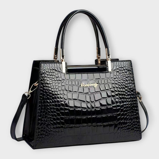Frances | Glossy Crocodile-Look Handbag