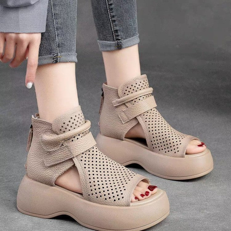 Larissa | Comfortable Platform Sandals in Leather with Soft Sole