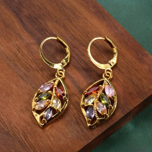 Cornelia | Vintage Gold Leaf Multicolour Earrings