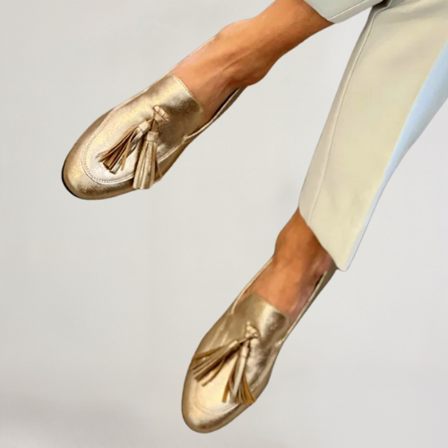 Bridget Women's Gold Metallic Tassel Loafers