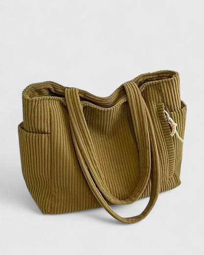 Eleanor | Luxurious Ribbed Tote Bag with Drawstring Details