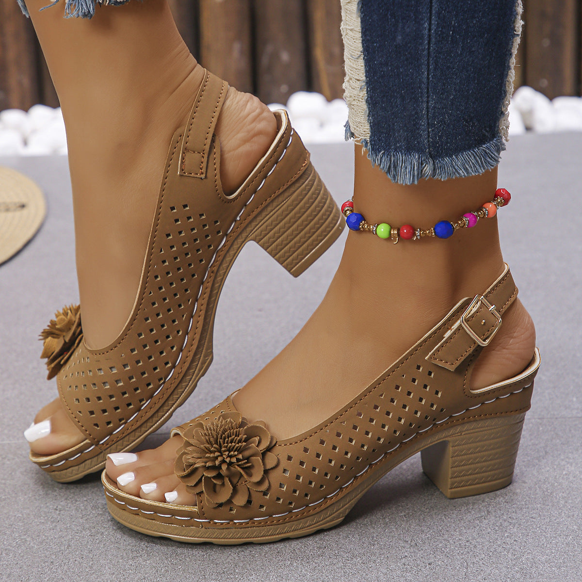 Melanie | Chic Floral Wedge Sandals