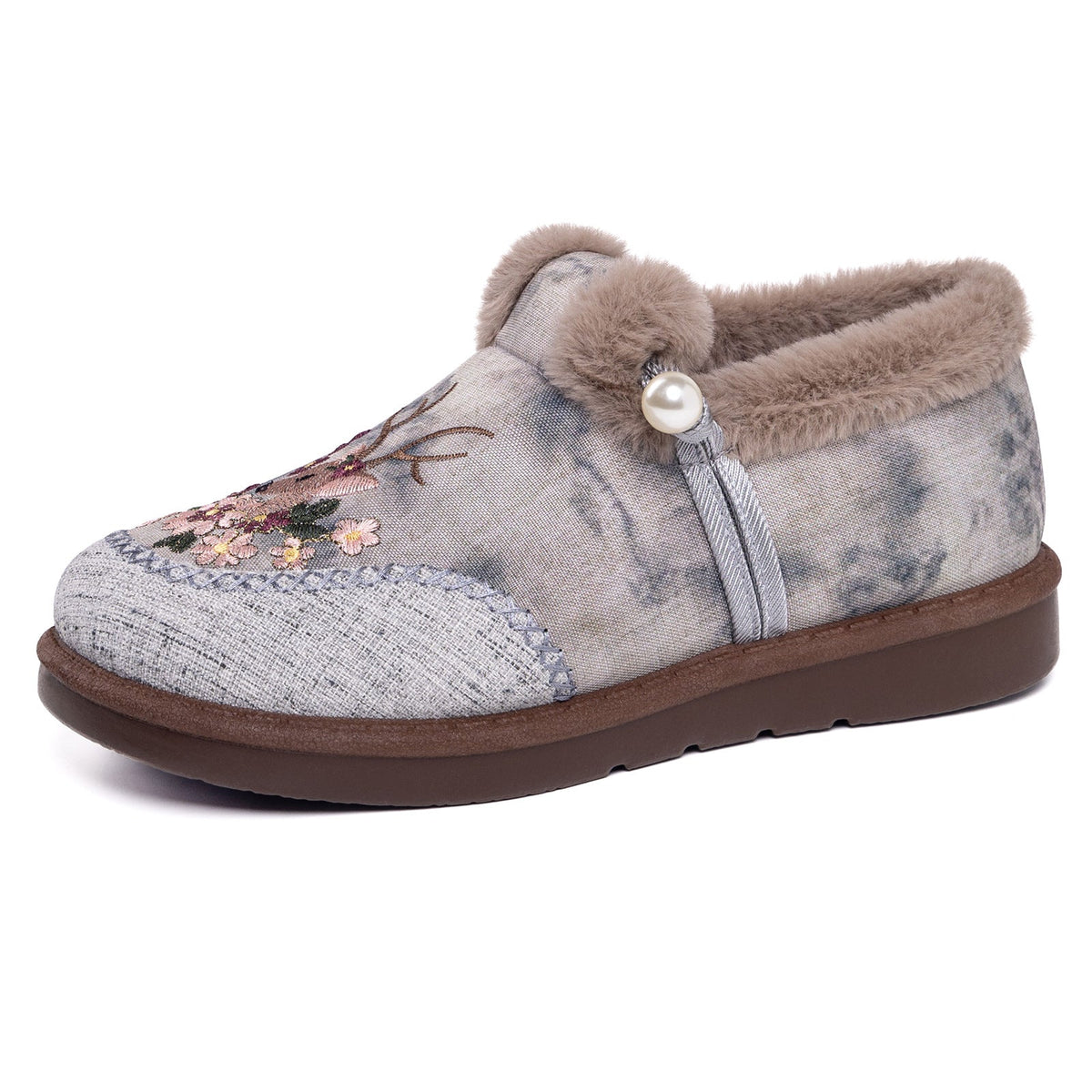 Rimza | Warm Embroidered Slippers for Women