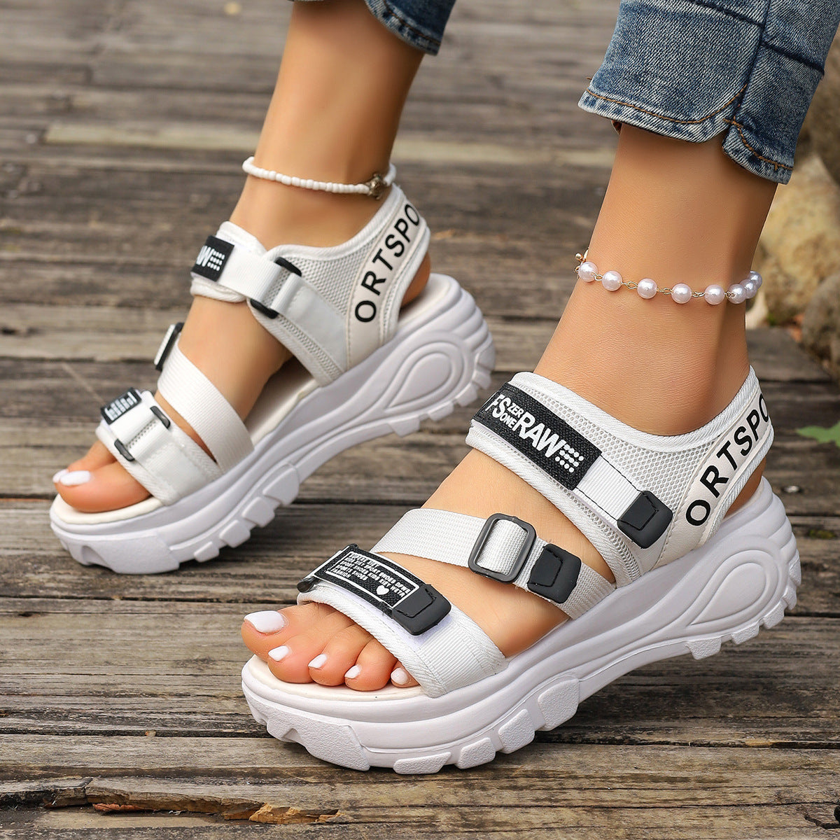 Kristin | Fashionable Platform Sandals with Velcro Fastening