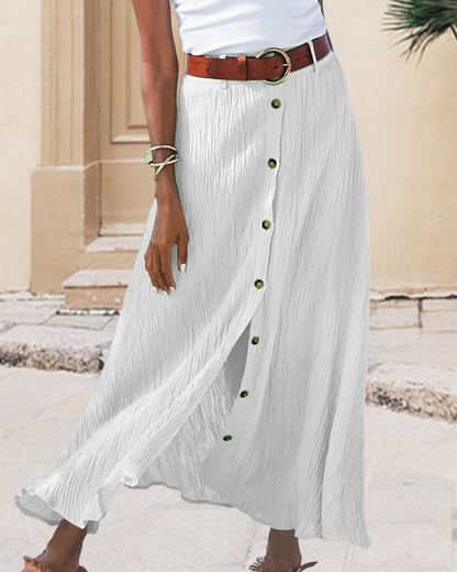 Cindy | Flared Skirt with Button Detail