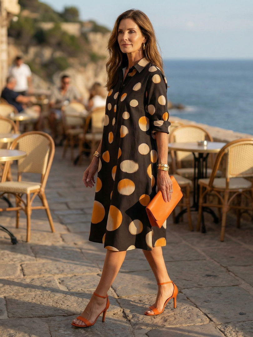 Vera | Sunset Dot Print Shirt Dress