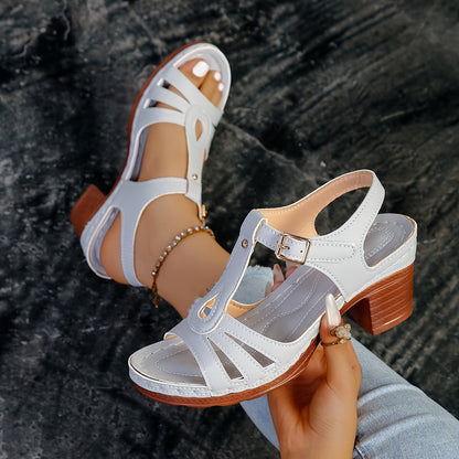 Marlee | Retro Sandals with Block Heel and Adjustable Strap