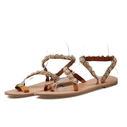 Elisa | Boho Flip-Flops with Diamante Details