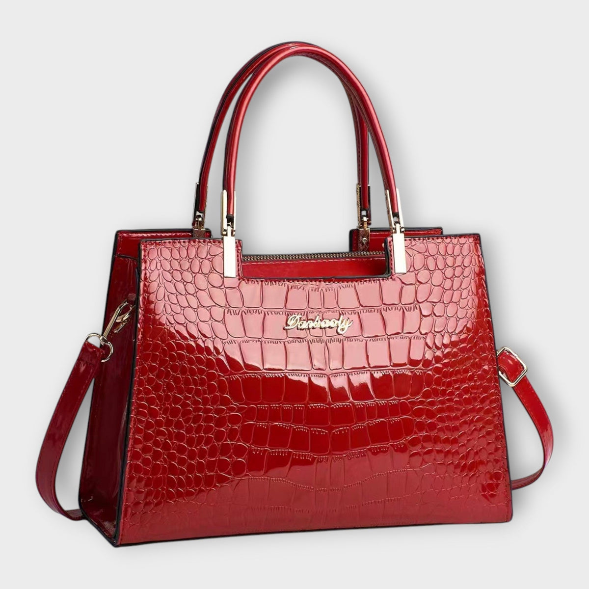 Frances | Glossy Crocodile-Look Handbag