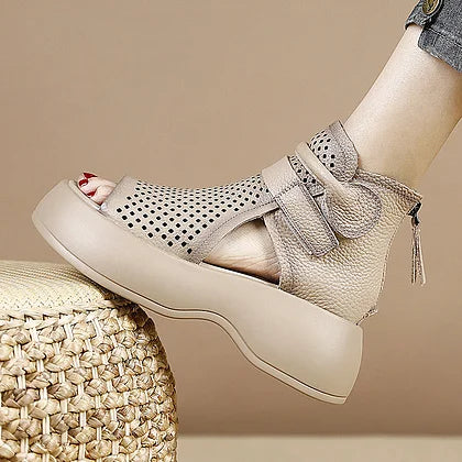 Larissa | Comfortable Platform Sandals in Leather with Soft Sole