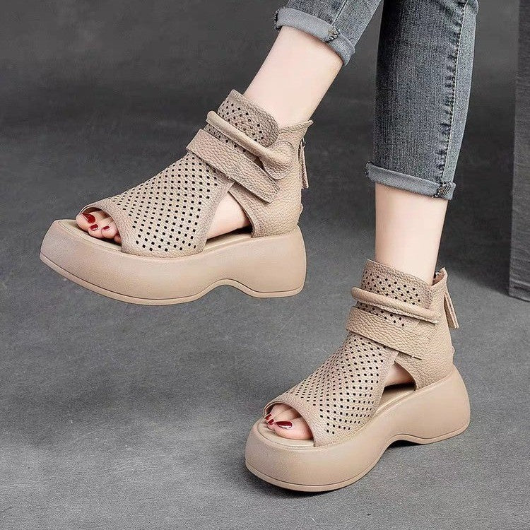 Larissa | Comfortable Platform Sandals in Leather with Soft Sole