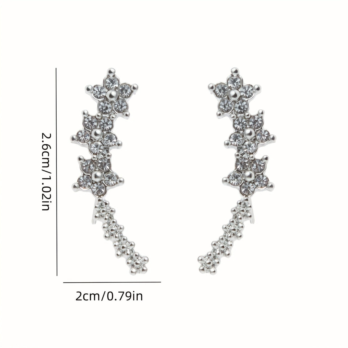 Alex | Floral Line Cubic Zirconia Earrings