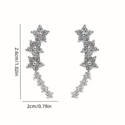 Alex | Floral Line Cubic Zirconia Earrings