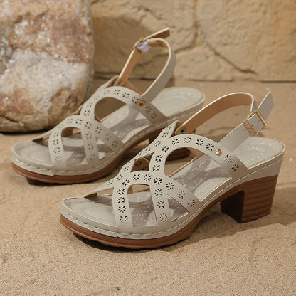 Sofia | Feminine Heeled Sandals with Decorative Cut-Out Pattern