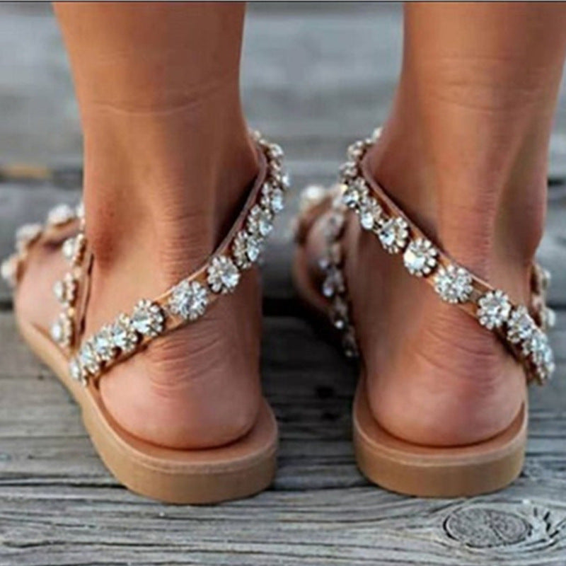 Elisa | Boho Flip-Flops with Diamante Details