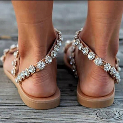 Elisa | Boho Flip-Flops with Diamante Details