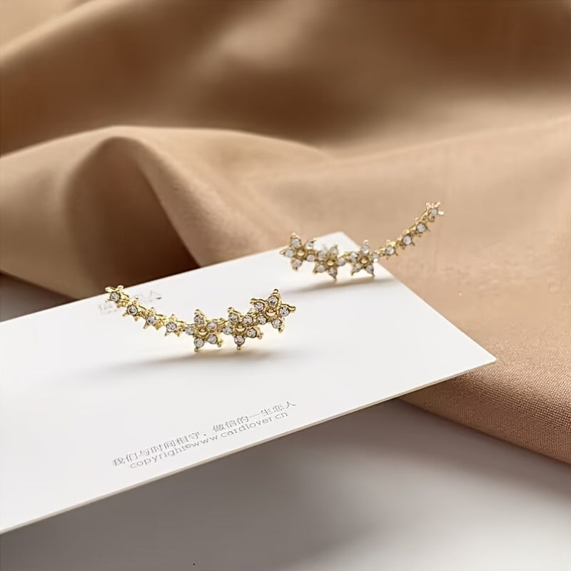 Alex | Floral Line Cubic Zirconia Earrings