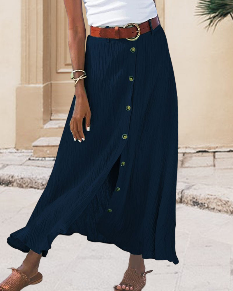 Cindy | Flared Skirt with Button Detail
