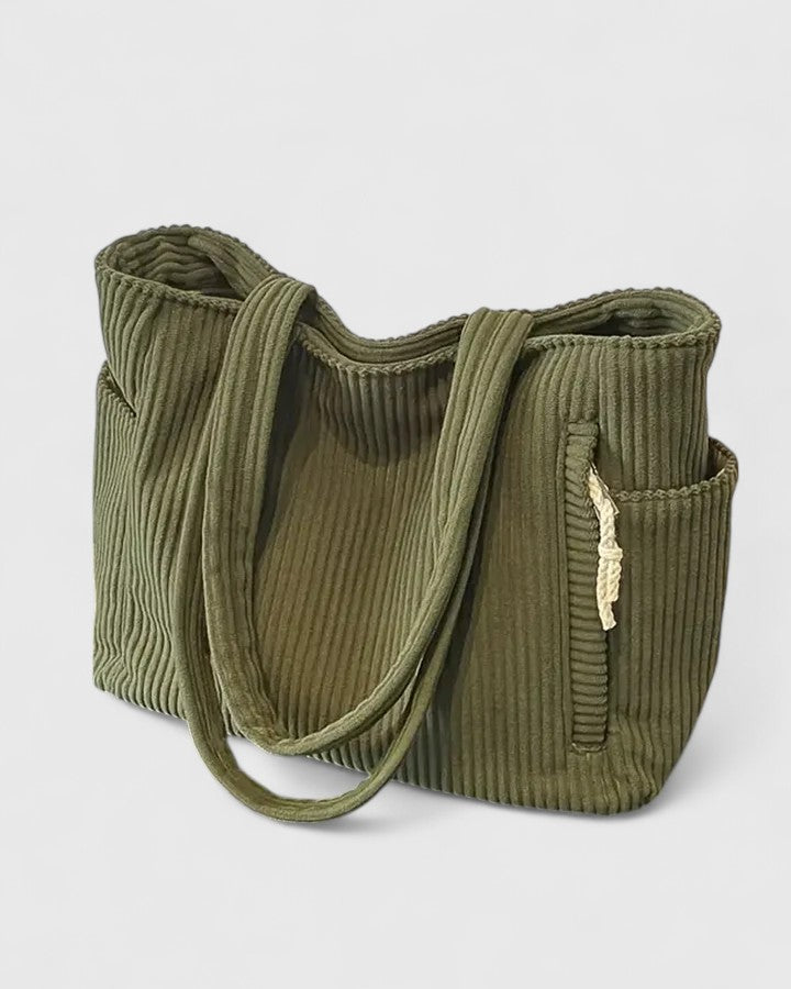 Eleanor | Luxurious Ribbed Tote Bag with Drawstring Details