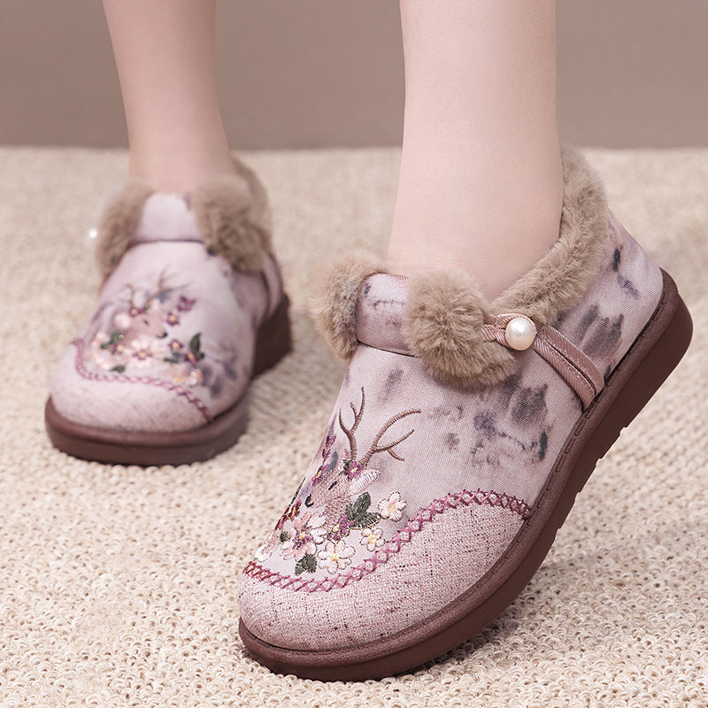 Rimza | Warm Embroidered Slippers for Women