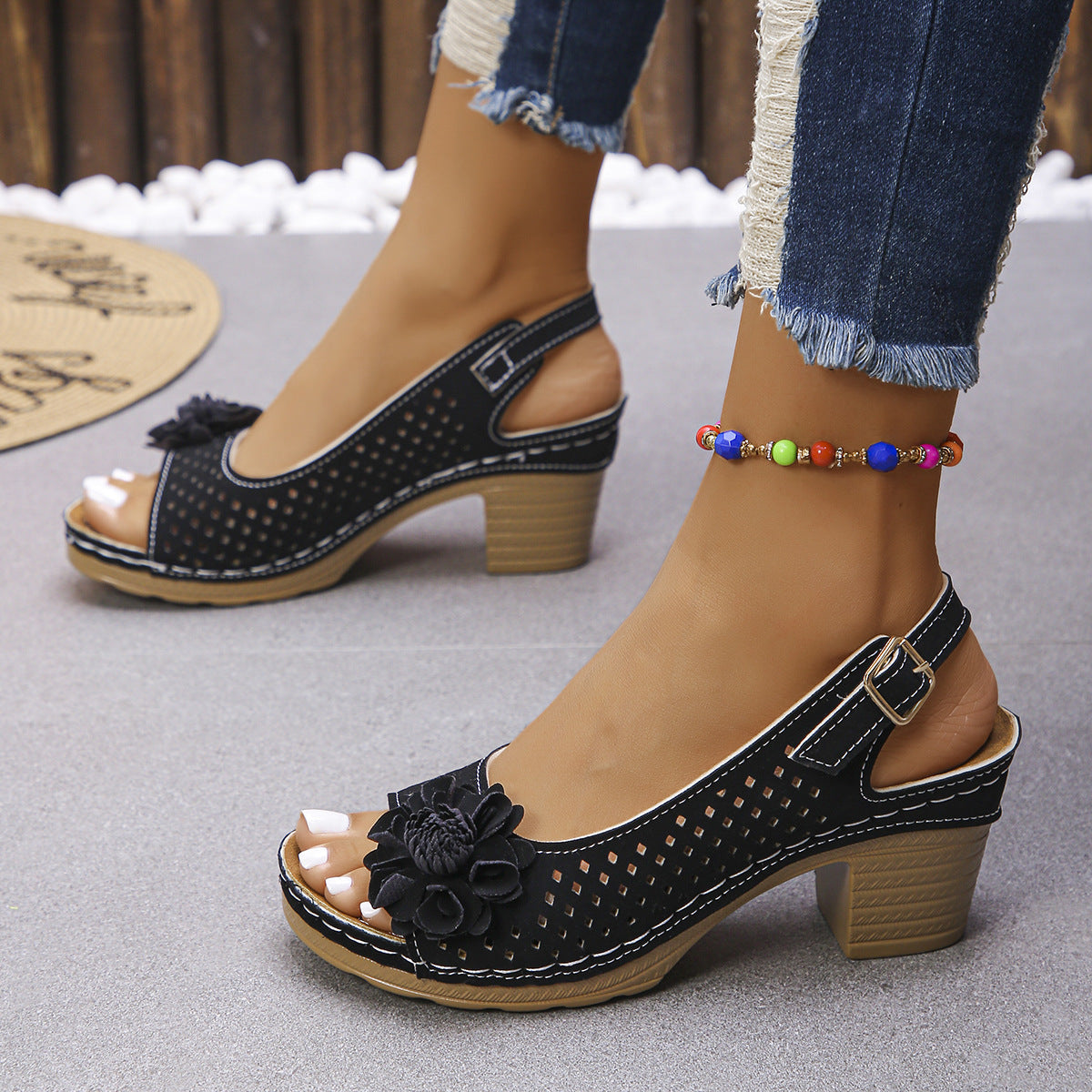 Melanie | Chic Floral Wedge Sandals