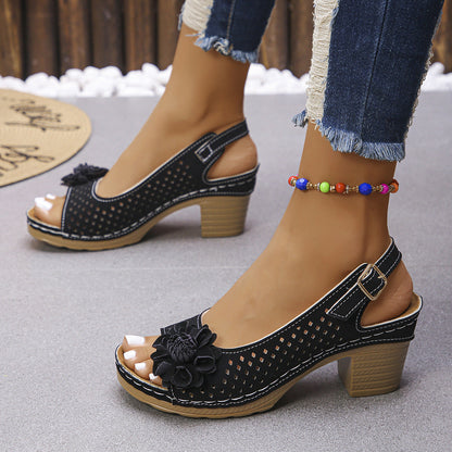 Melanie | Chic Floral Wedge Sandals