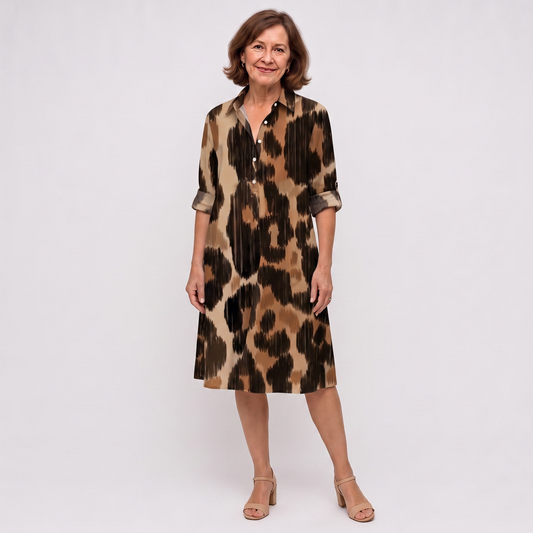 Delara | Wild Path Print Shirt Dress