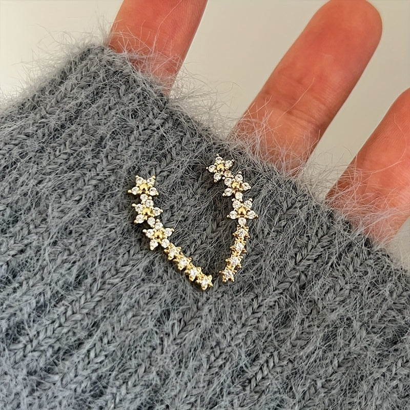 Alex | Floral Line Cubic Zirconia Earrings