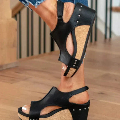 Piper | Faux Leather Wedge Sandals