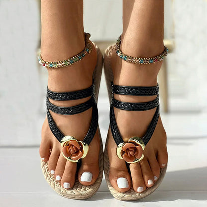 Anya | Sandals with Floral Trim