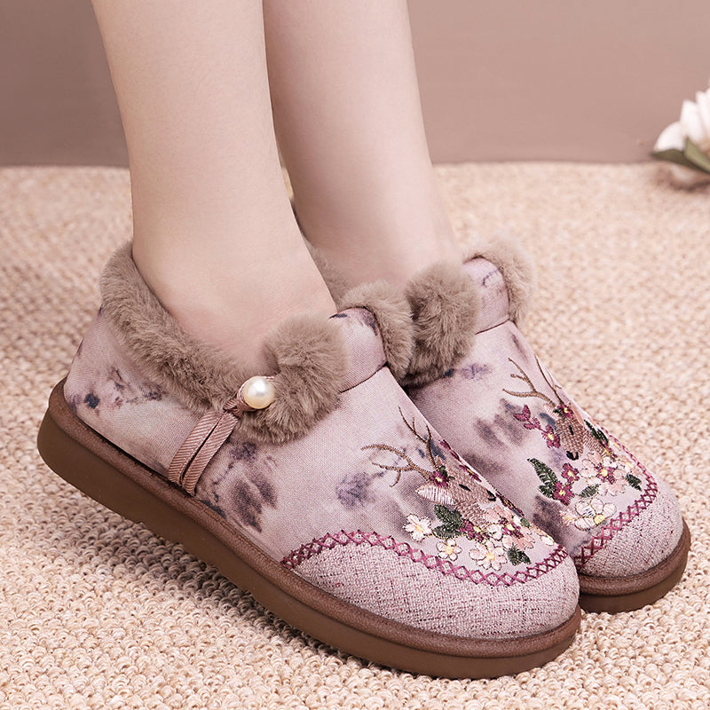 Rimza | Warm Embroidered Slippers for Women
