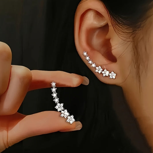 Alex | Floral Line Cubic Zirconia Earrings