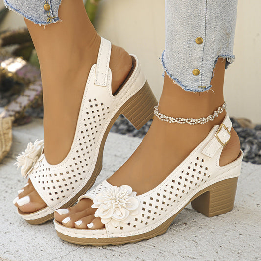 Melanie | Chic Floral Wedge Sandals