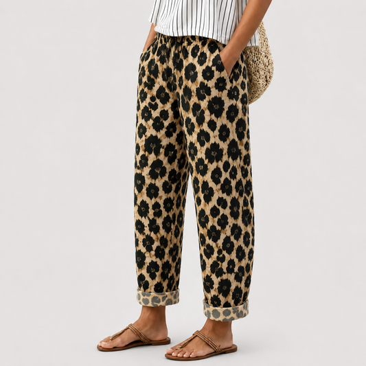 Sanna | Neutral Animal Print Relaxed Pants