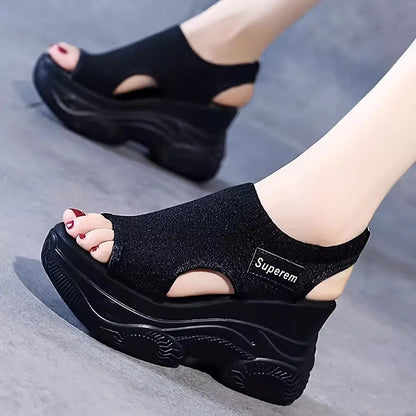 Hertha | Fashionable Sport Sandals with High Heel and Chunky Sole