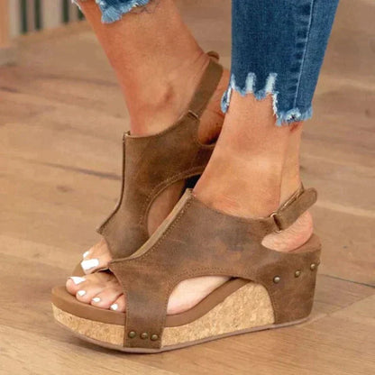 Piper | Faux Leather Wedge Sandals